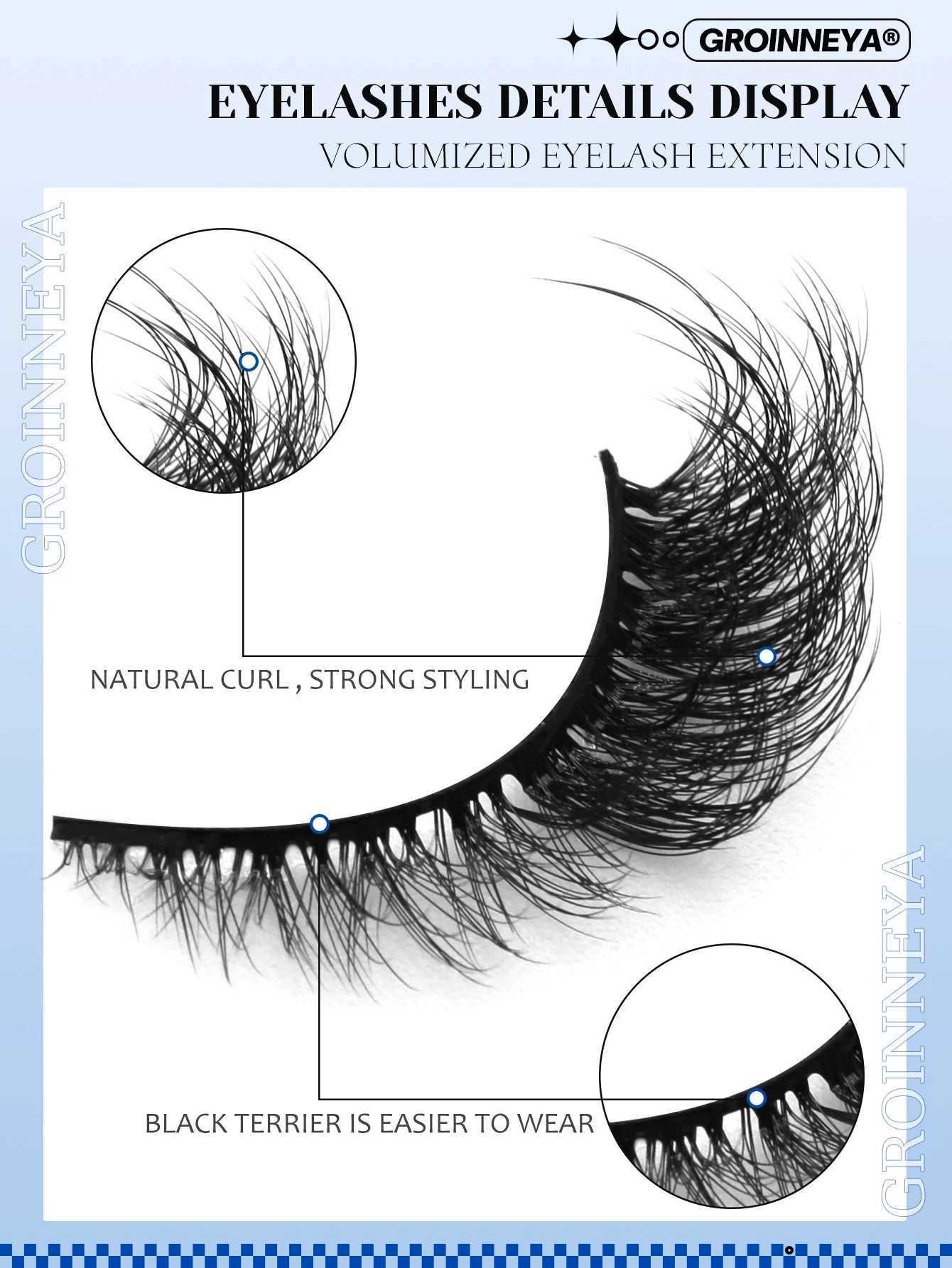 Groinneya feline eyelashes artificial mink eyelashes wingtip eyelashes long eyelashes long eyelashesW241024