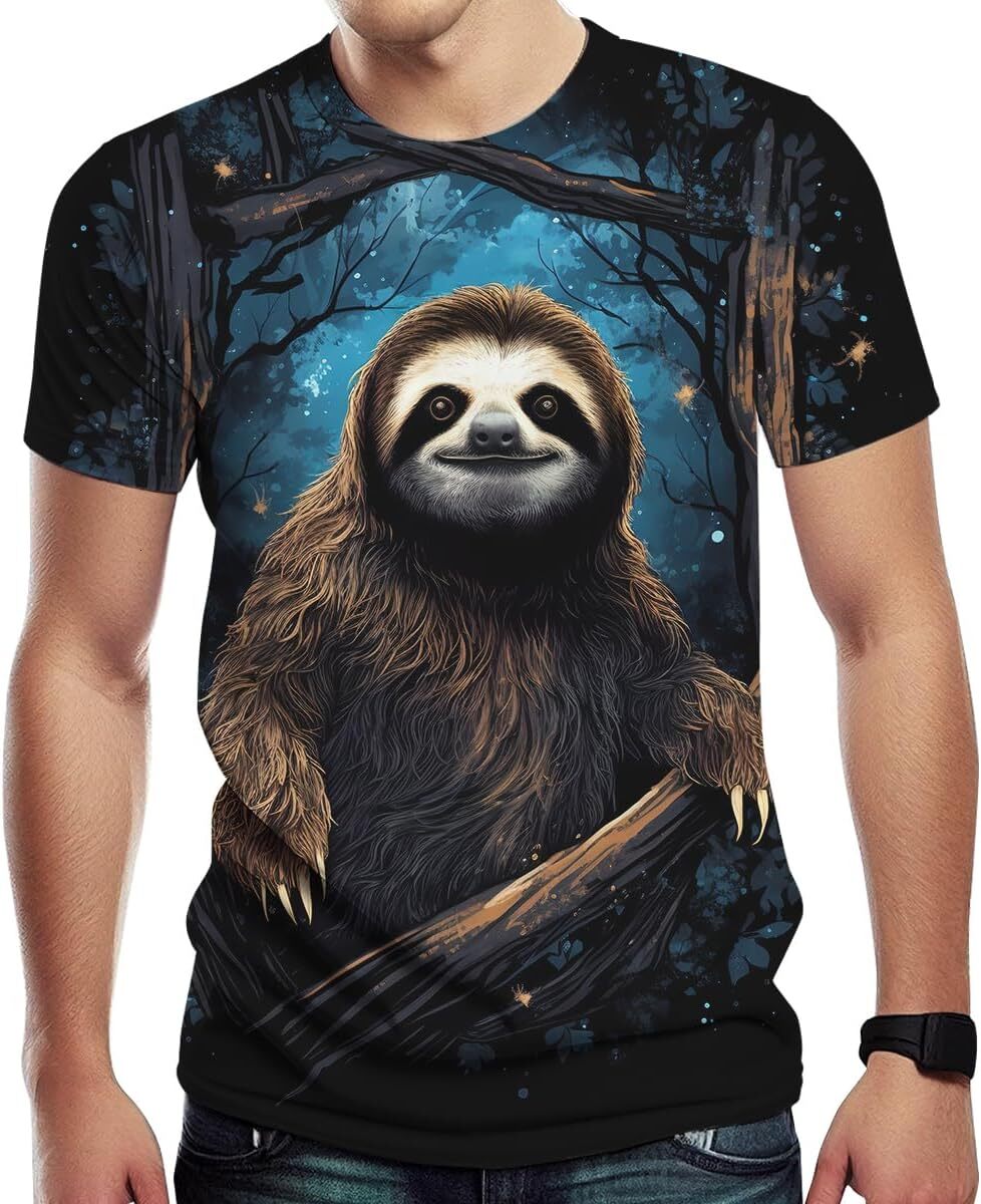 Mens T shirt Unisex Sloth Pattern 3D Printed Shirt Tops Casual Animal Short Sleeve T-Shirt for Men Women Tees tee Casual tops summer clothes cool
