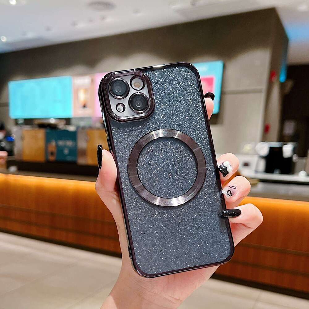 Suitable for iPhone 16 PROMAX phone Magsafe magnetic wireless charging plated with glitter powder soft case Apple 13