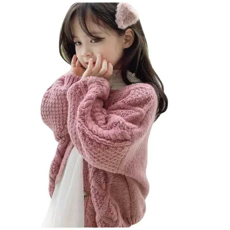 Childrens Clothing 2023 Autumn Girls Cardigan Fashion Childrens Sweater Girls Knitted Shirt Top Roupa Baby W241025