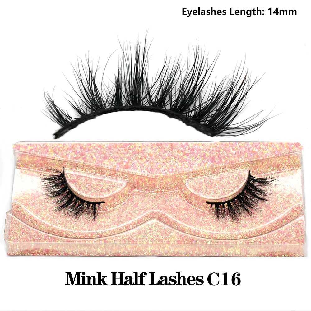 FOXESJI Real Mink Half Eyelash Short Natural False Eyelash Reusable Fluffy Soft Strip Half Eyelash Extended Daily EyelashW241024