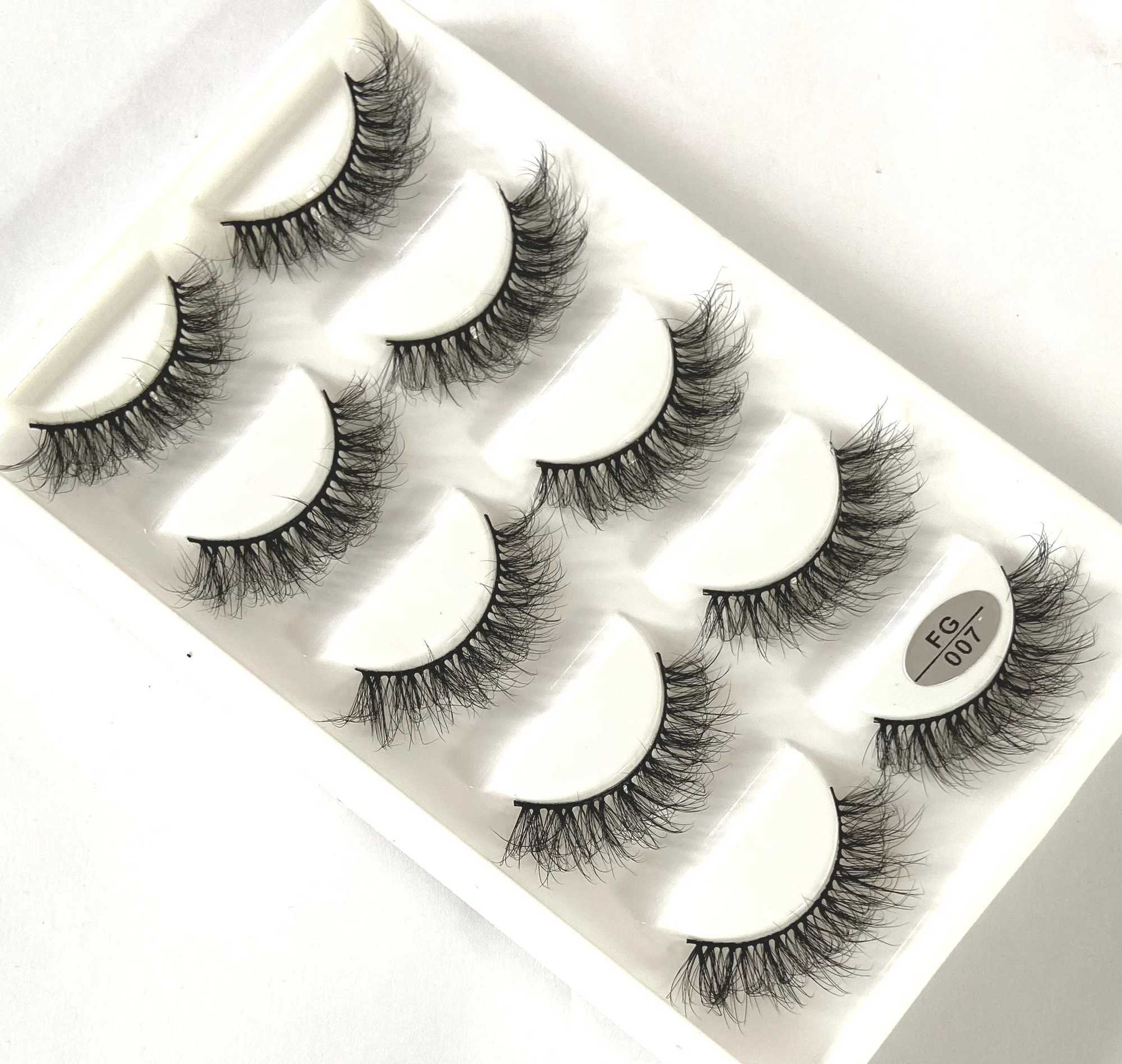 5 pairs of 3D artificial mink eyelashes natural long and fluffy false eyelashes soft eyelashes reusable makeup short eyelash extensionW241024