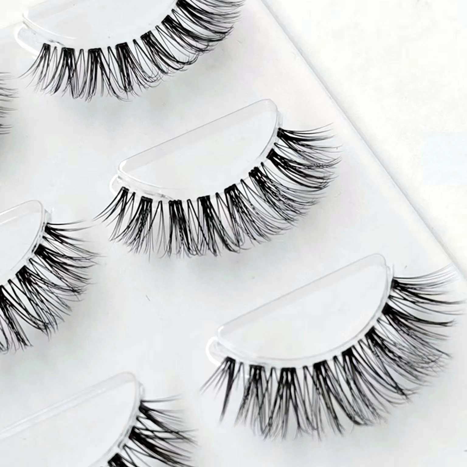 New wholesale mink eyelashes 3 pairs of invisible bands 3D mink eyelashes reusable natural false eyelashes makeup bulk hotW241024