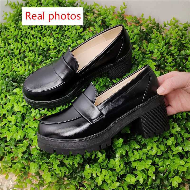 High Quality Japanese high school student shoes girl Lolita shoes cosplay shoes JK uniform PU leather Loafers casual shoes T241024