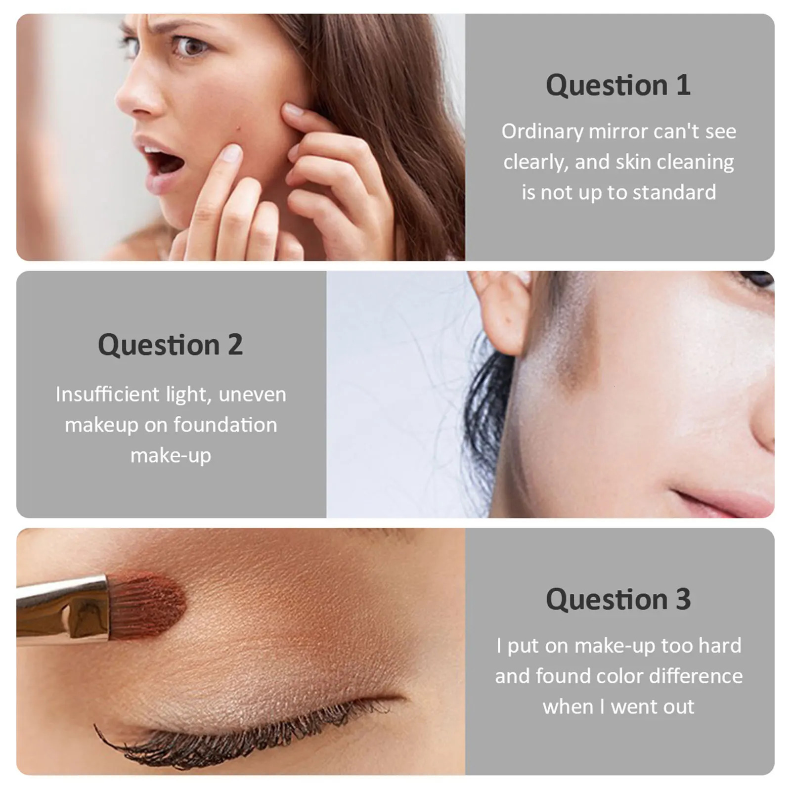 LED Makeup Mirror Lighted Cosmetic with Stand Dimmable Fill Light Len for Home Bedroom Desk Travel Portable Vanity 241024