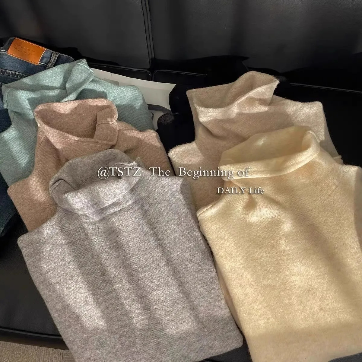 100% pure cashmere sweater womens turtle neck sweater autumn and winter column neck loose inner sweater plus size bottom sweater 241024