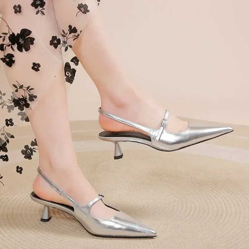 High Quality Summer low sandals womens leather set beige womens shoes high heels black comfortable new slim high heels T241024