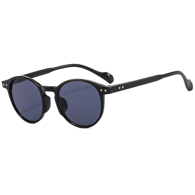 Frame Round Rice Nail European and American Cross-border 2024 New Fashion Trend Street Photography Concave Shaped Hip-hop Sunglasses