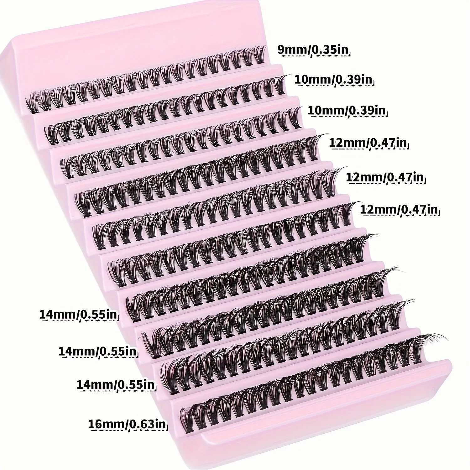 200pcs eyelash clusters natural appearance Wispy eyelashes 9-16mm D curly eyelashes extended fluffy 3D thick volume false eyelashesW241024
