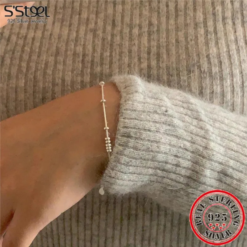 SSTEEL Korean Version 925 Sterling Silver Snake Bone Bracelet Simple For Women Accessoires Fashionable Geometric Jewelry 241024