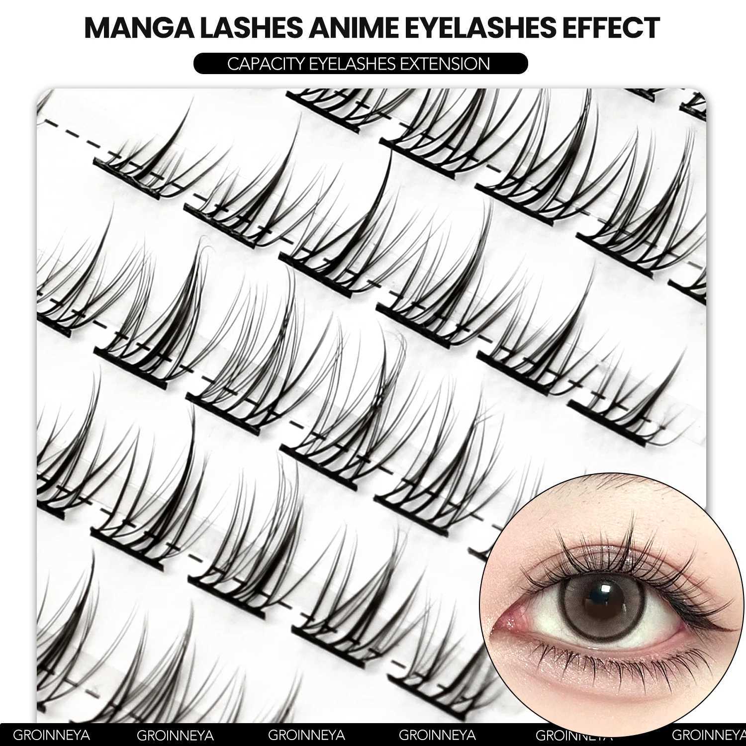DIY False Eyelash Cluster Kit Manga False Eyelash Natural Animation Eyelash Effect Personal Eyelash Extension Kit MakeupW241024