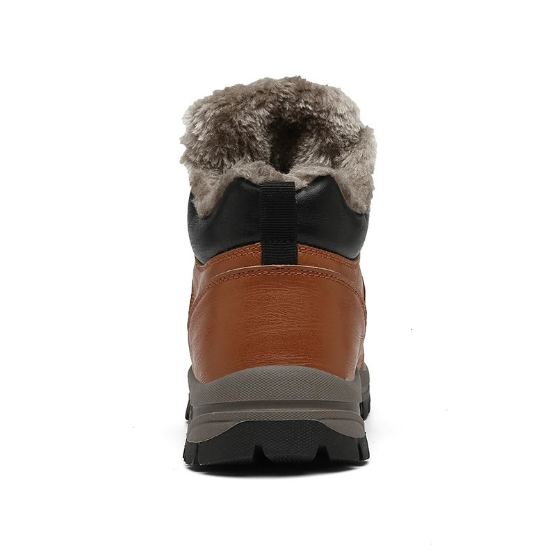 Winter mens shoes 2024 plush leather snow ankle boots outdoor work and leisure shoes anti slip mens shoes platform boots 241024