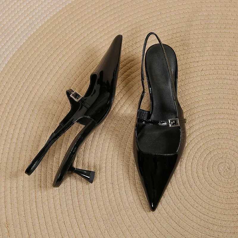 High Quality Summer low sandals womens leather set beige womens shoes high heels black comfortable new slim high heels T241024