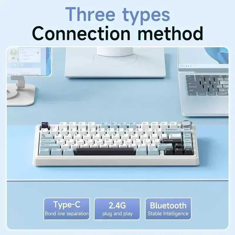 AULA F75 Customized mechanical keyboard Gasket structure Full key hot swappable Wireless the third mock examination Bluetooth S2410251
