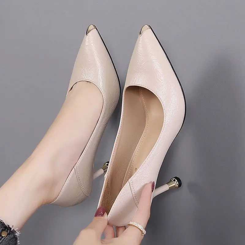 High Quality Womens formal shoes high heels regular leather casual womens shoes summer footwear Pointed Toe office pump trend A E T241024