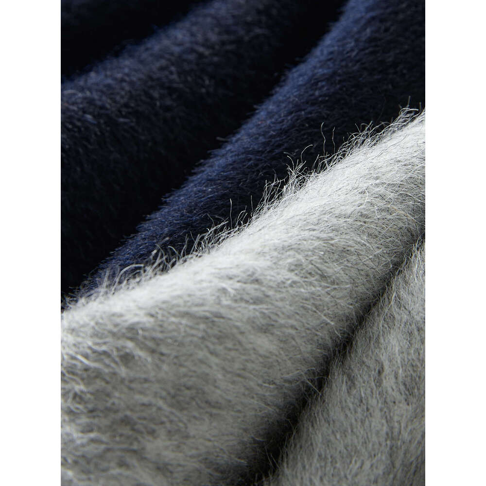 FSLE 100% Wool Two Color College Style Cowl Button Reversible Tweed Coat For Women 2024 Winter New Design Casual Jacket24fs14239