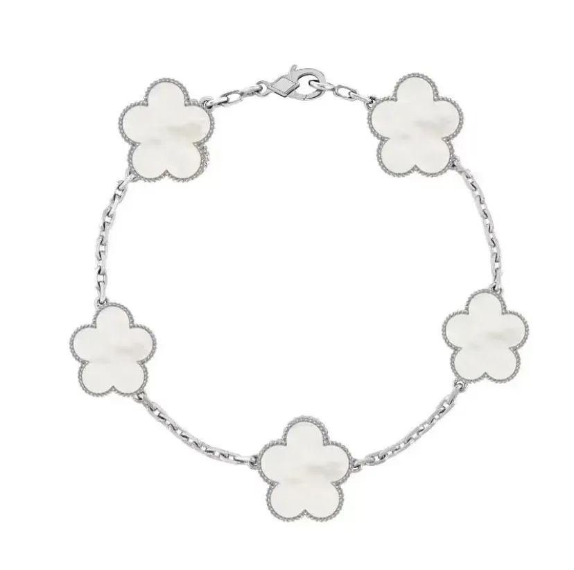 Four leaf clover charm bracelets fine jewelry mother of pearl white black red lady moissanite bracelet designer for women popular designer bag