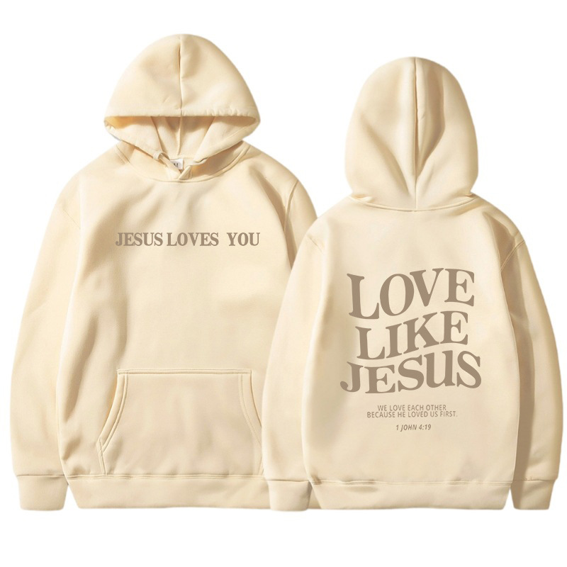 Womens Hoodies Jesus Loves You Oversized Graphic Hoodie Women Hip Hop Vintage Hooded Sweatshirts Pullover Tops For Trendy Aesthetic Top
