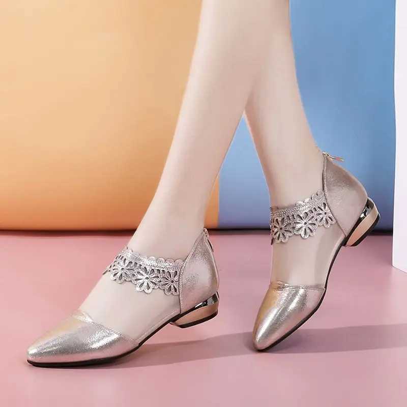 High Quality Womens summer transparent sandals womens gold shoes Pointed Toe low boots elegant transparent 39 A N Slip Fi E T241024