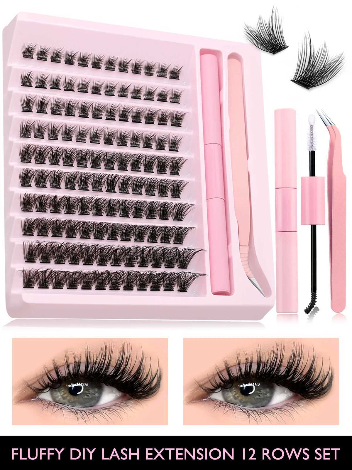 GROINNEYA eyelash cluster kit DIY eyelash extension kit eyelash bonding and sealing kit with waterproof and strong retentionW241024