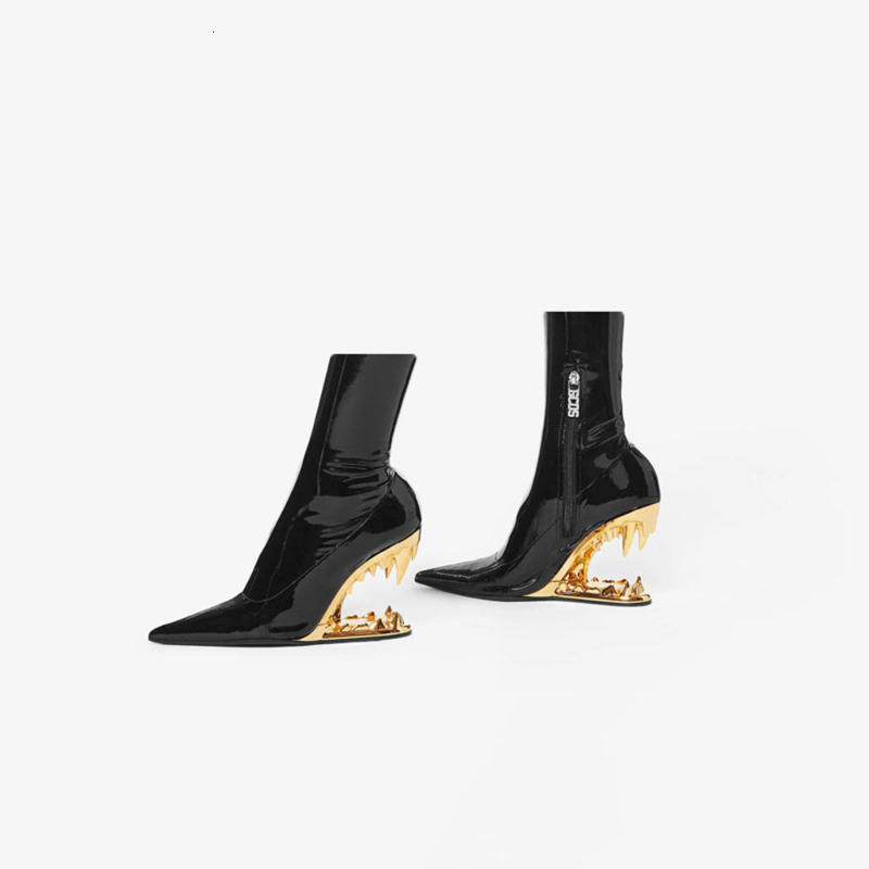 2023 Teeth Shaped Irregular Zipper Women's Short With European And American Fashion Design High Heel Show Boots