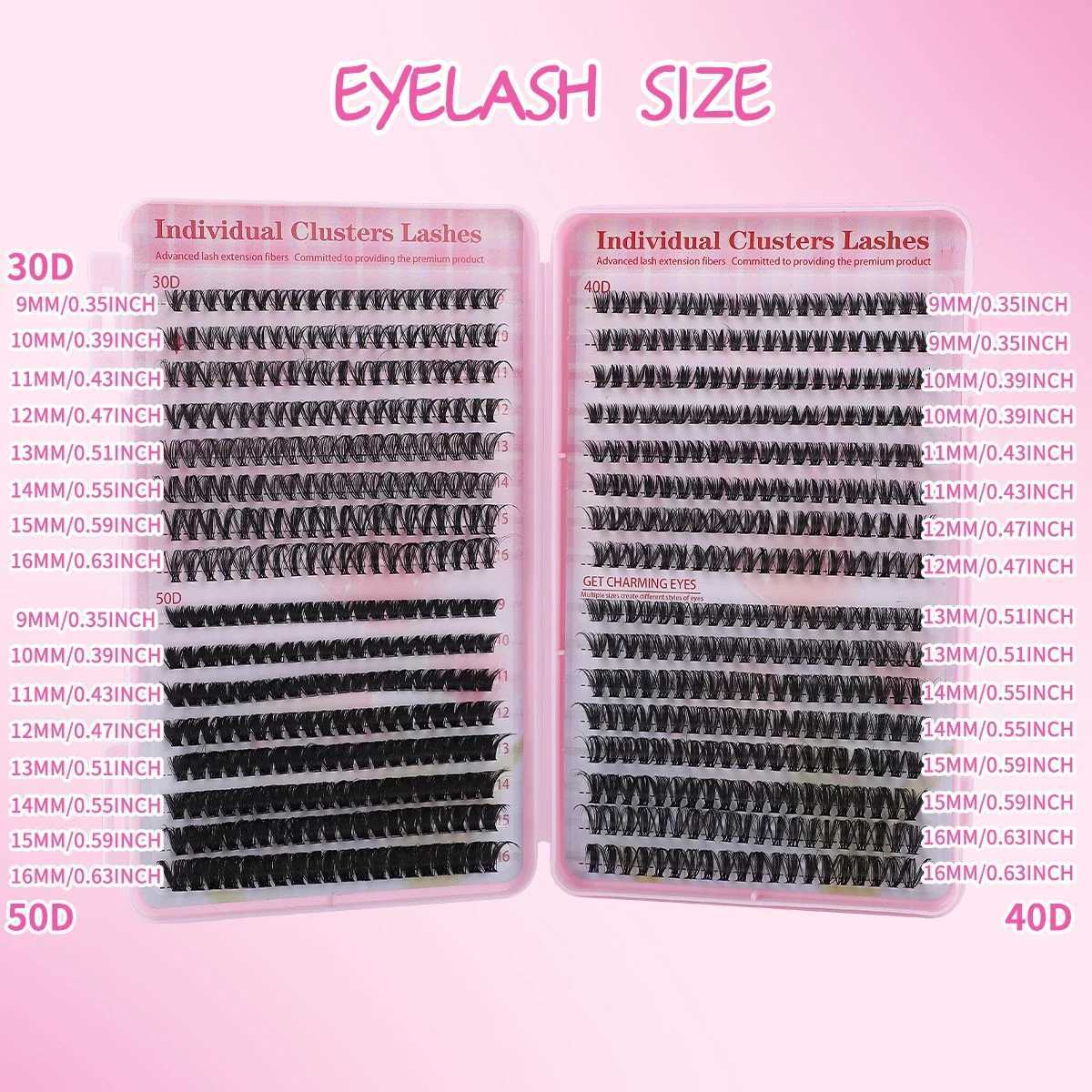 Eyelash extension kit 640 pieces 3D thick fluffy eyelash clusters 30+40+50D 9-16mm eyelash set with adhesive and removable personal eyelashesW241024
