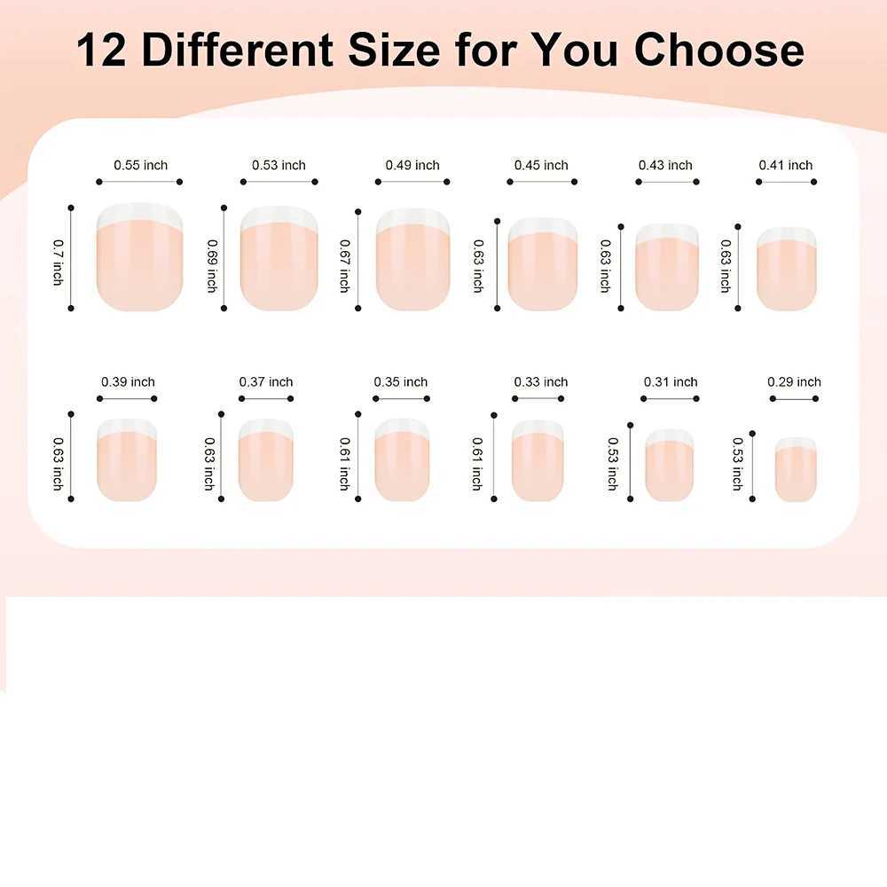 120pcs French Tip Press on Nails Short S 12 sizes French Fake Nails Acrylic False Nails Kit Including 12 Size False NailsXJ241025