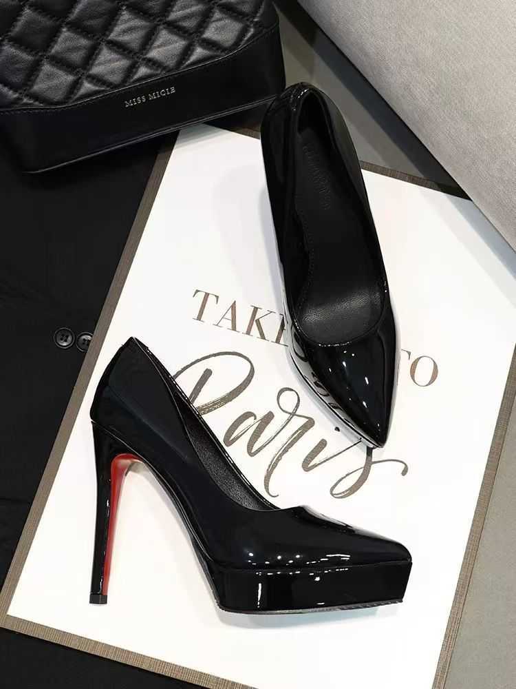Heels sandals slides red bottomed Exquisite new slim heel pointed waterproof platform and sexy single shoe tall high heels womens shoes spring