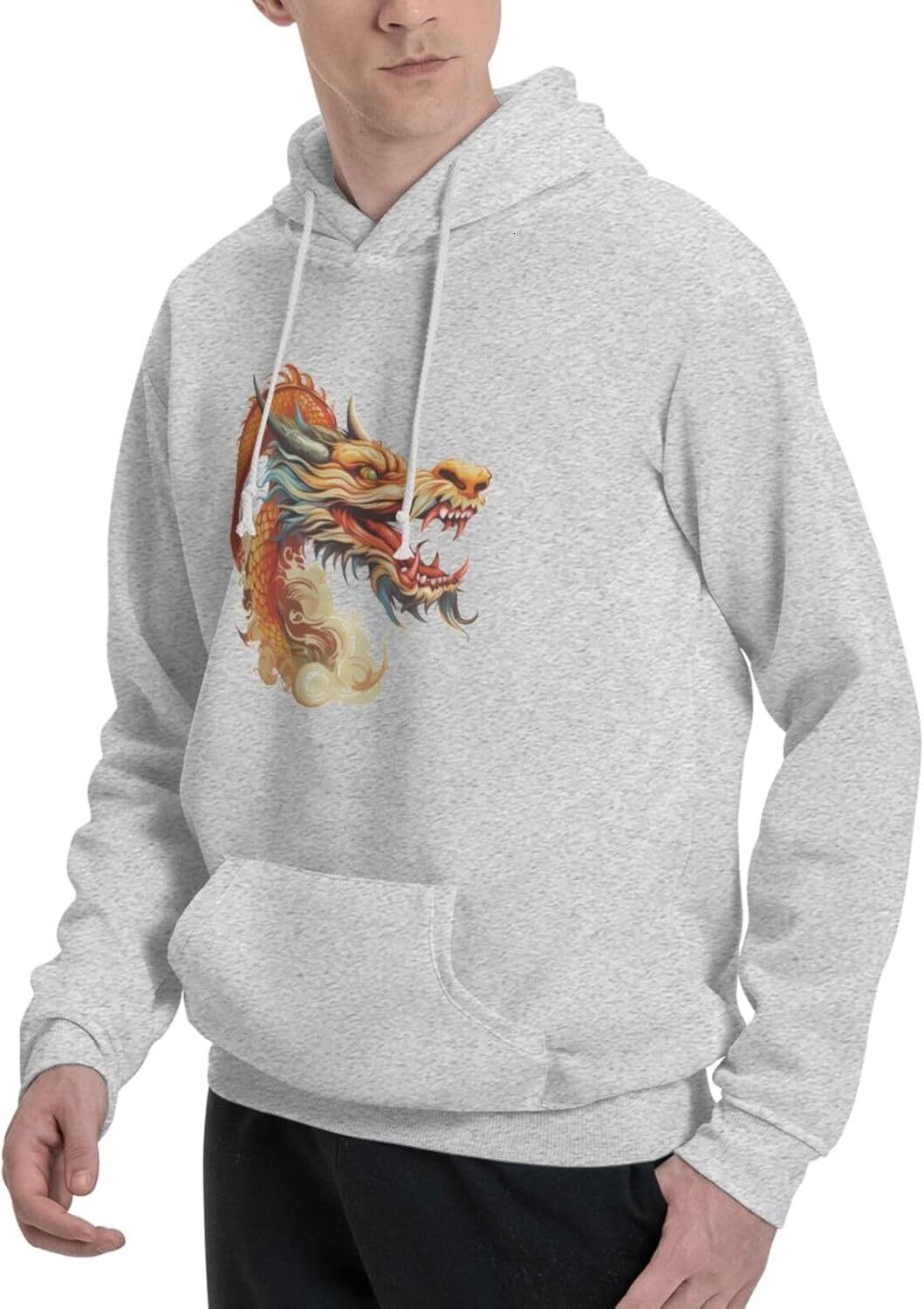 Hoodie for Mens Womens Funny Cartoon Chinese Dragon Print Hoodie for Women Men Animals Hoodies Sweatshirt Clothing Graphic