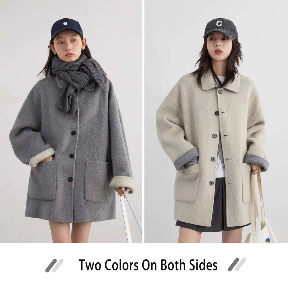 CHIC VEN Women Woolen Coat Single Breasted Loose Casual New Double-Sided Female Short Jacket Ladies Clothes Autumn Winter 2024