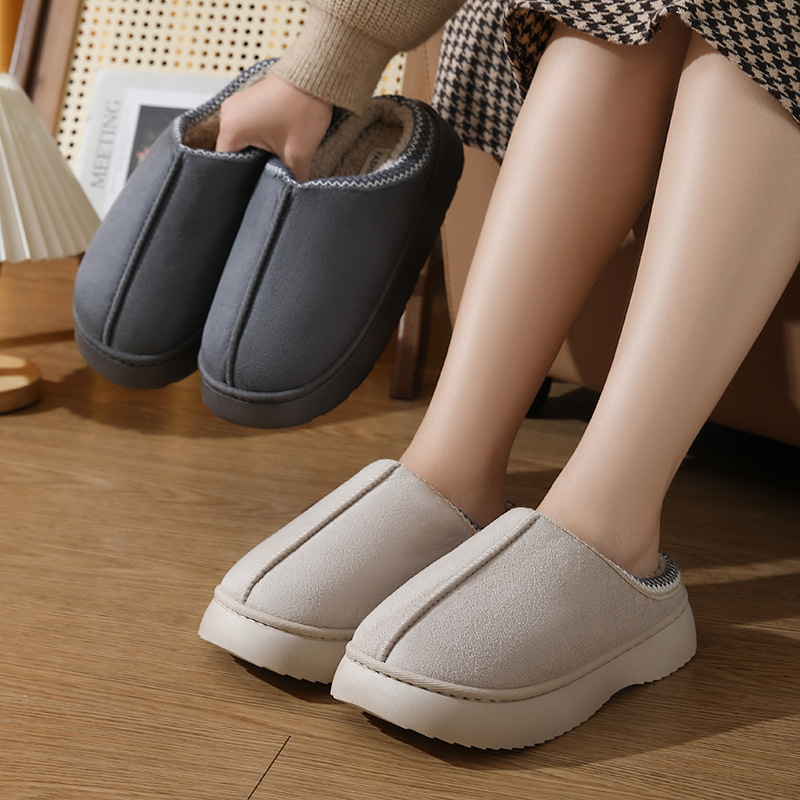 2024 new free shipping designer winter snow fur furry solid color velvet spliced slippers non slip lightweight warm cotton slippers for women