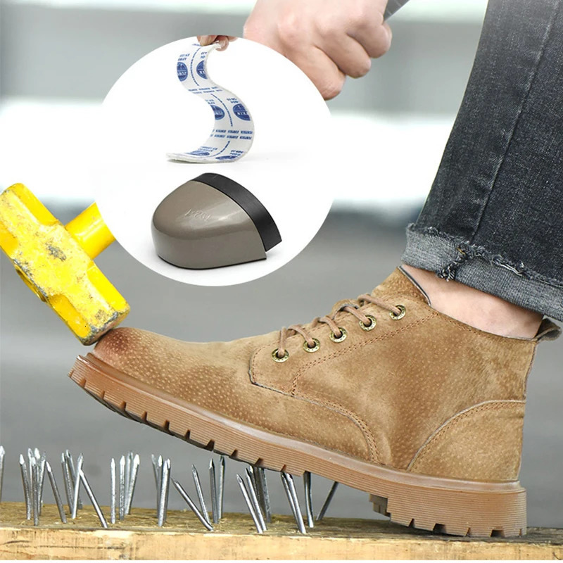 Waterproof work boots safety shoes solid leather boots steel toe caps perforated shoes durable industrial shoes 241024