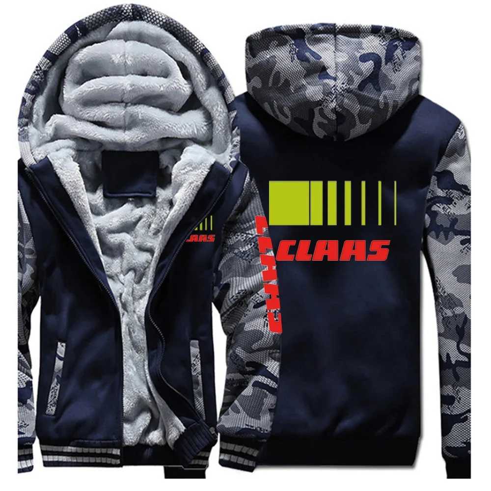 Claas 2024 New Mens Autumn/Winter Lambswool Zipper Hoodie Cotton Thick Plus Warm Jacket Wool Black Coat Top W241024