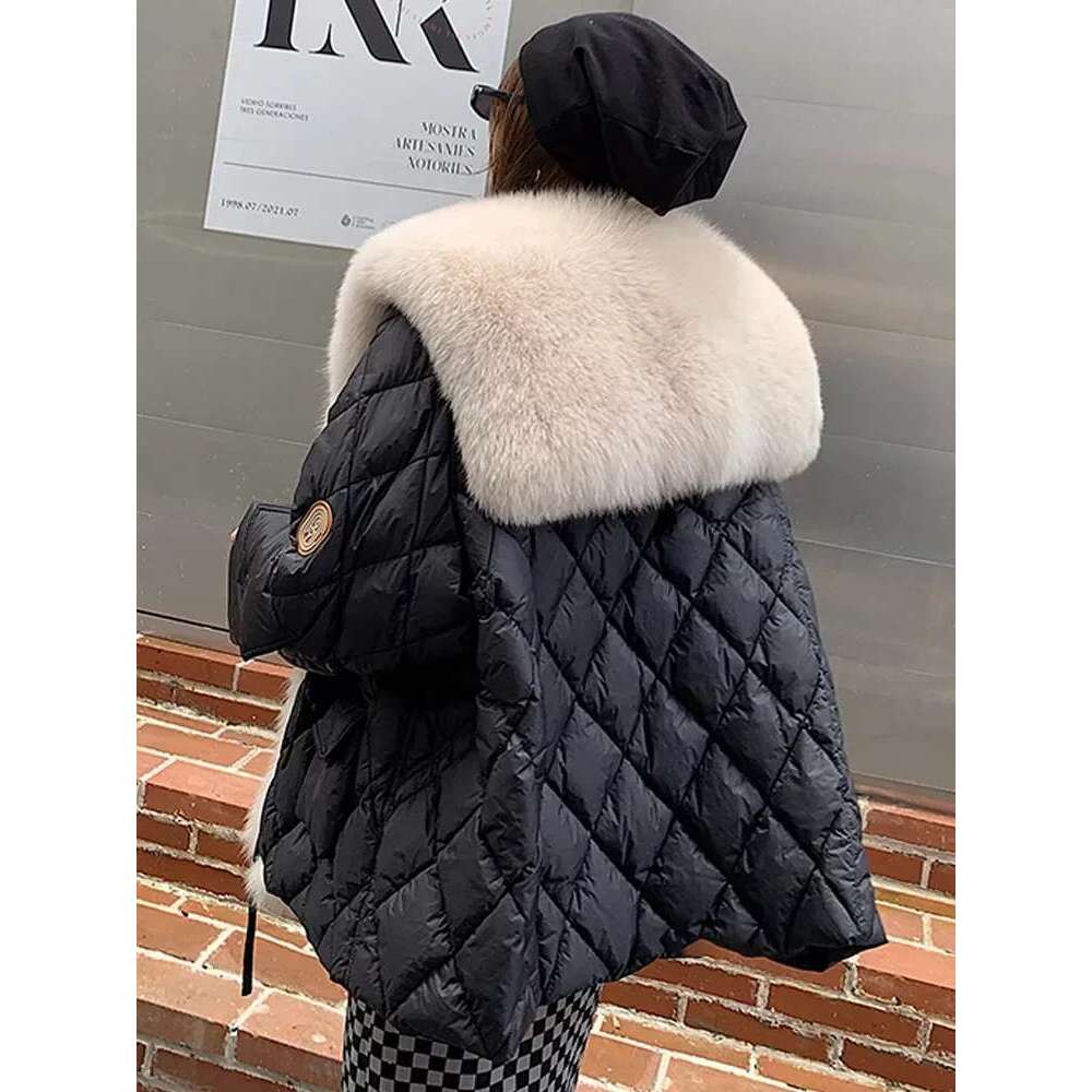 2024 Luxury Fox Fur Collar Long Coats 2024 Women Winter Soft Warm Loose Jacket Puffer Parka Female Windproof Snow Outwear Coats 525