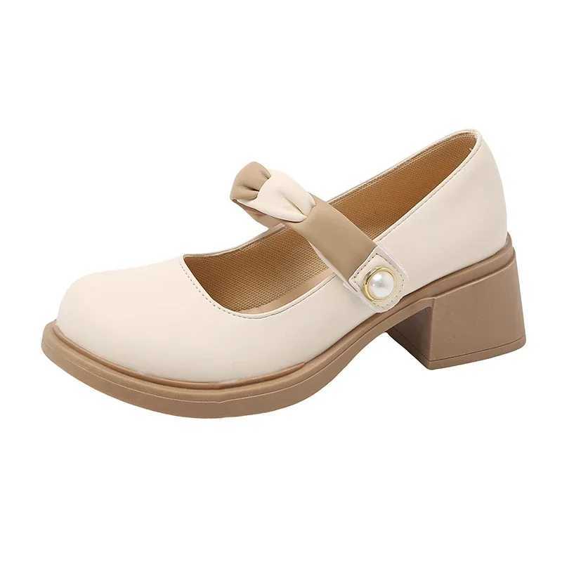 High Quality Mixed color Mary Janes square heel buckle shoes for women Fi spring/autumn light pump Salto Alto T241024