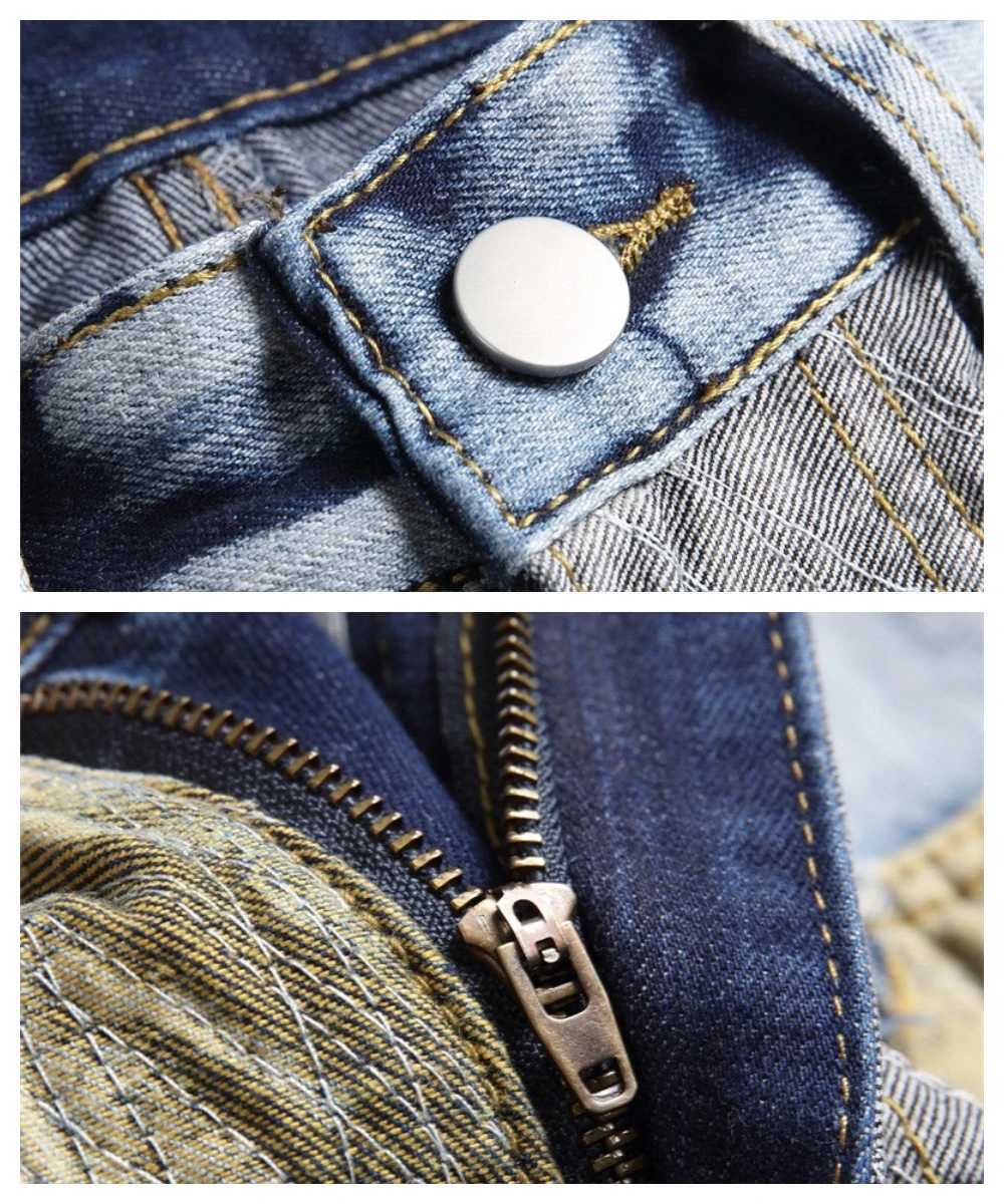 Men's Jeans Irregular Splicing Rainbow Jeans Mens Embroidered Denim Pants Lightning Thread Cat Beard Street Fashion Zipper Patch Q241024