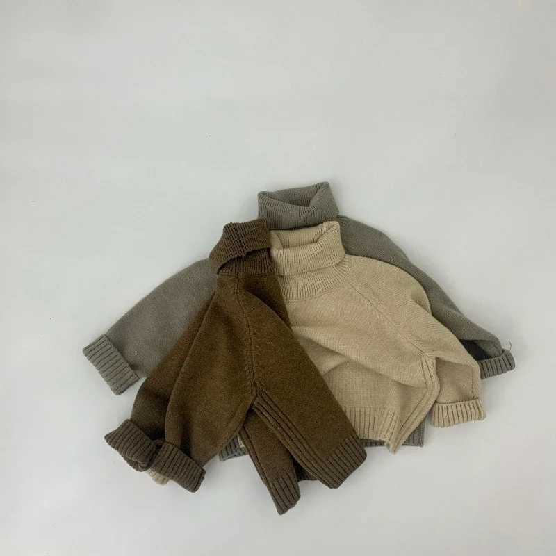 Milancel Kids Baby Sweaters Boys Knit Pullover Solid Girls Turtleneck Sweater Knit Wear W241025