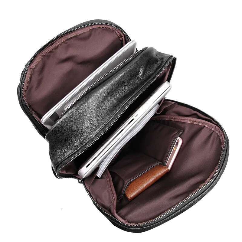 Solf Black Backpack Sheepskin Bag Big Schoolbag For Boy Men Male Female Lady Genuine Leather Bagpack Satchel