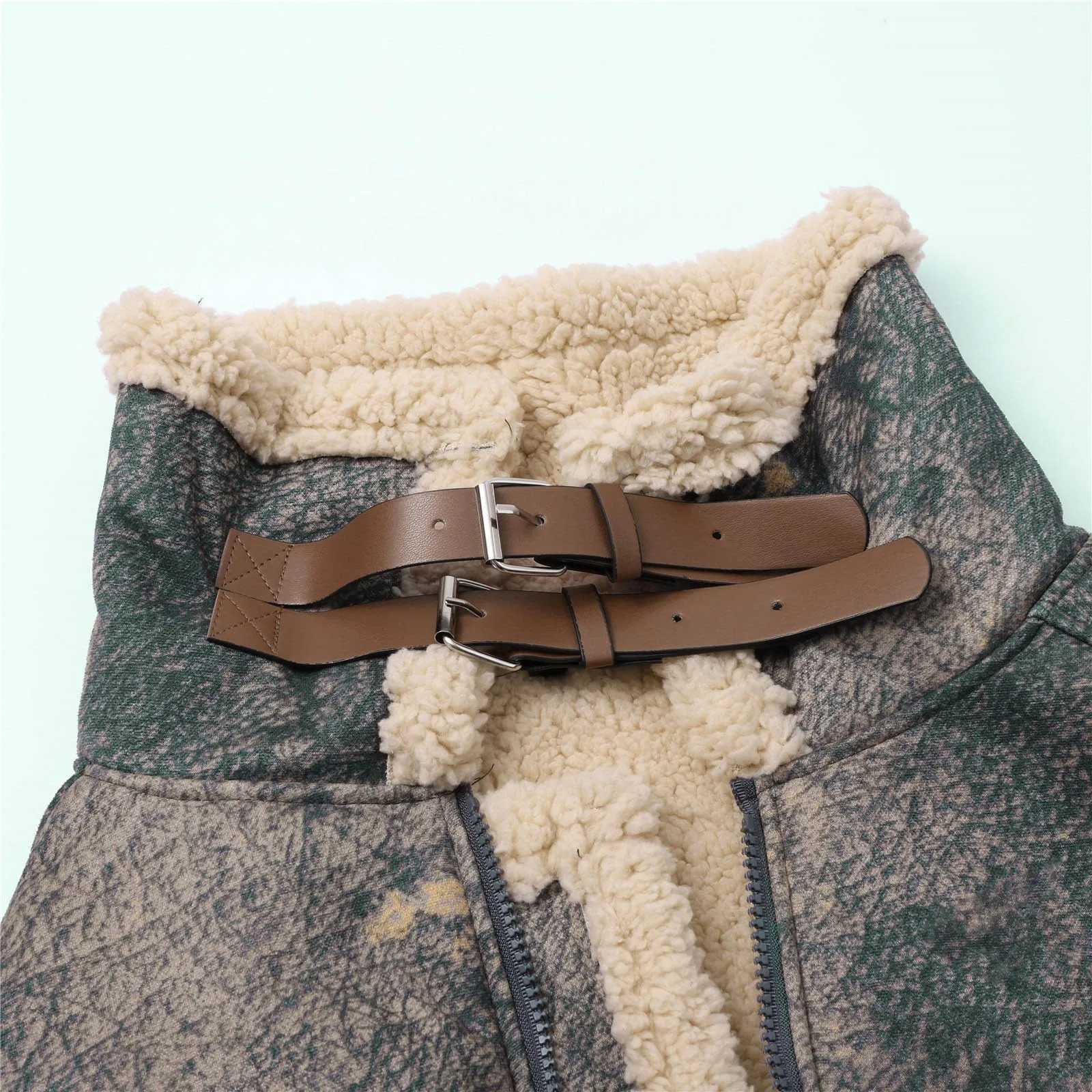 Mens thick suede jacket synthetic leather velvet coat with zipper and pocket cashmere coat winter warm outdoor retro jacket W241024