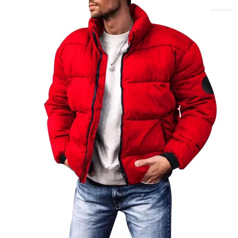 Men's Down Winter Cotton Jacket With Stand Up Collar And Casual Jacketsthick Zipper Coat Parkas