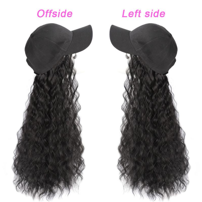 Wigs for women hats one-piece long curly hair caps for all seasons universal synthetic hair