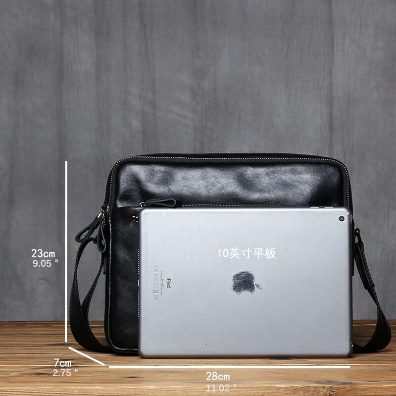 genuine leather mens shoulder casual crossbody natural cowhide tablet computer trend men bag for 10 inch ipad