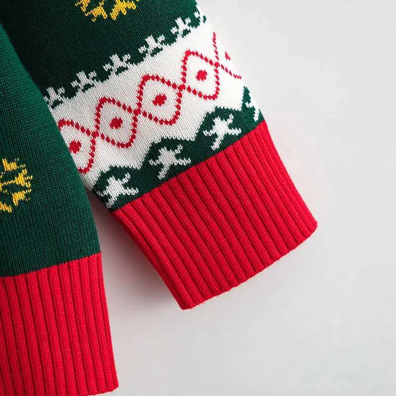 Autumn and Winter Childrens Christmas Cartoon Snowman Sweater Girls Basic Pulling Flower Knitted Sweater W241025