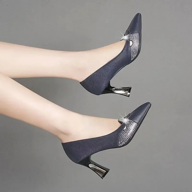 Cresfimix Zapatos Dama Womens Lightweight Green PU Leather 3cm Low Heel Shoes Suitable for Office Womens Parties Comfortable Black Heel A6691c 241024