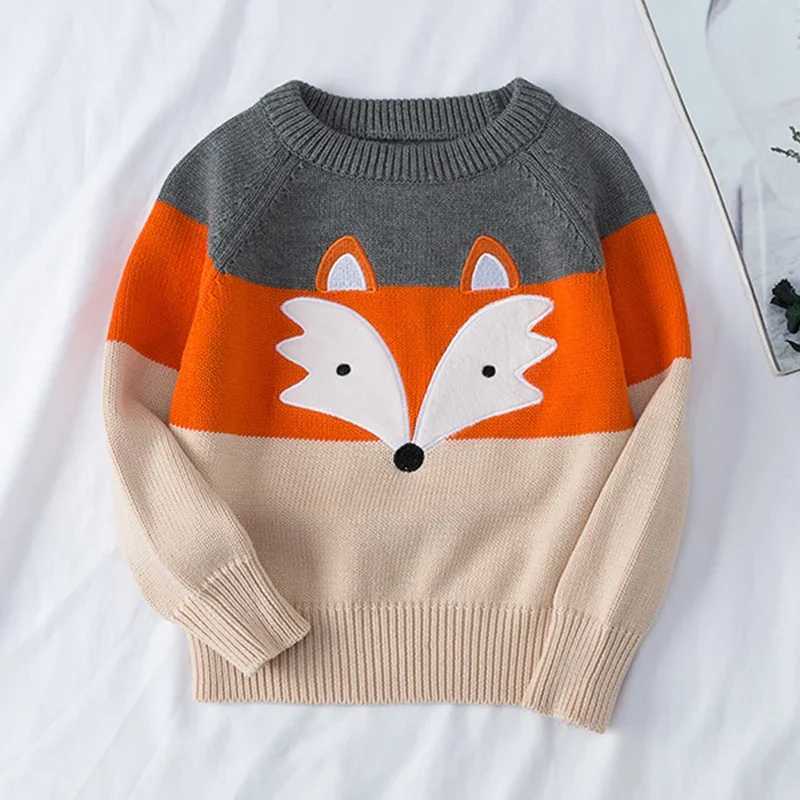 Autumn Baby Girls Boys Sweaters 1-7Y Kids Knitting Pullover Coat Tops Fox Sweater Baby Boys Girls Cartoon Long Sleeve Sweater W241025