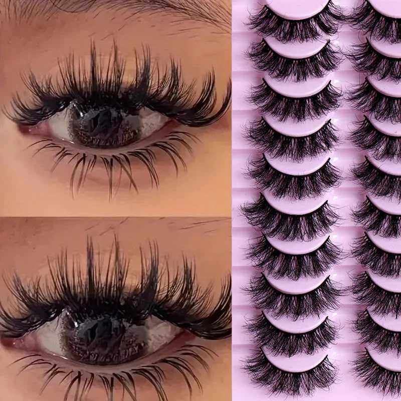 10 pairs of fluffy Russian striped eyelashes 3D false eyelashes makeup fluffy thick eyelashesW241024
