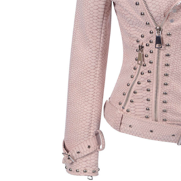 Women's Steampunk Rock Slim Fit Short Street Gothic PU Leather Motorcycle Jacket Buckle Skin Fleece Coats