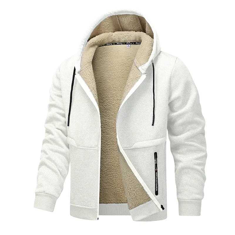 Winter Lambswool Zipper Hoodie Thick Warm Jacket Mens Long Sleeve Sweater Casual Sports Wool Jacket Hoodie Mens Jacket W241024