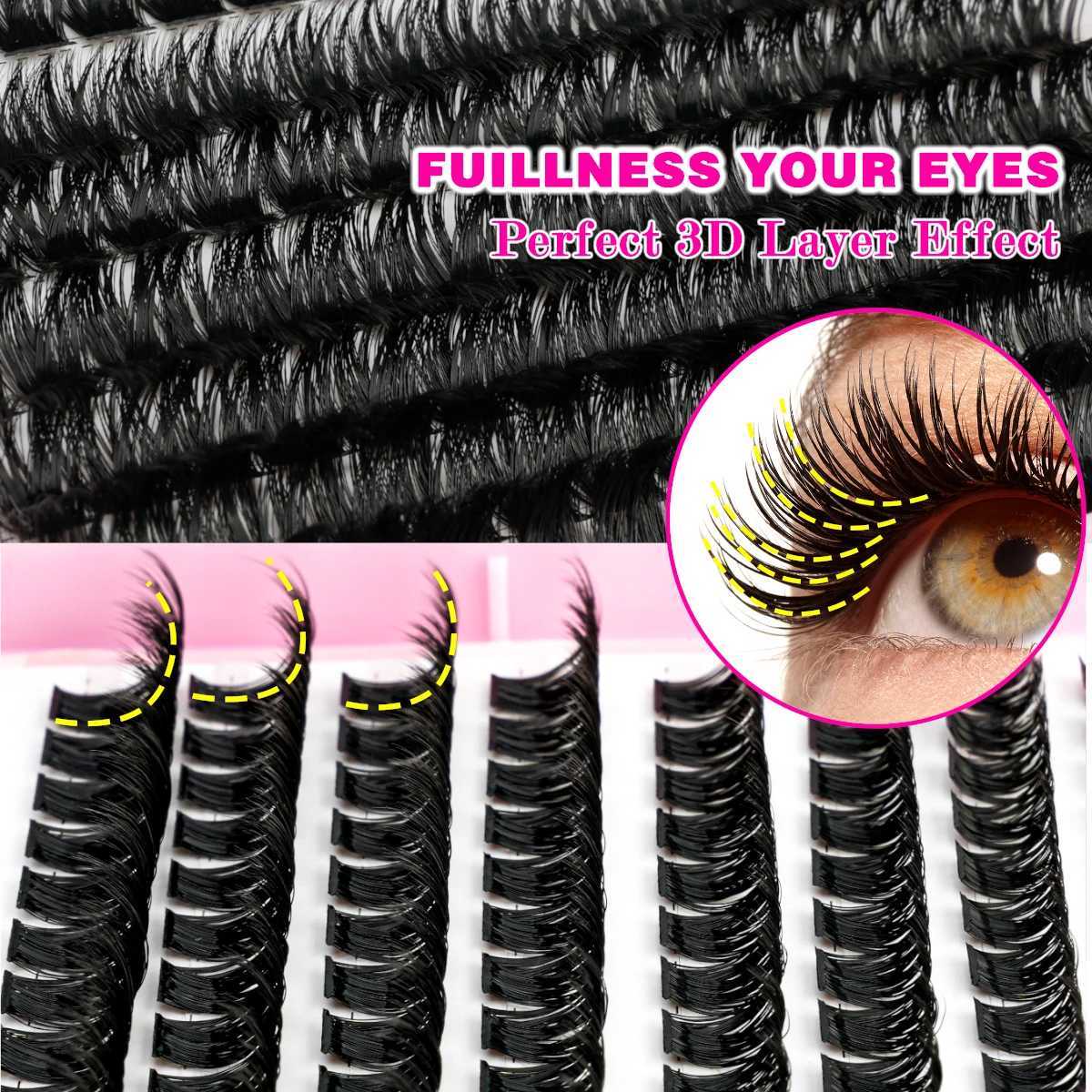 YSDO DIY eyelash extension kit 14/32P personal eyelash set D curled 9-16mm mixed 30D-120D eyelash clusters with adhesive and sealingW241024