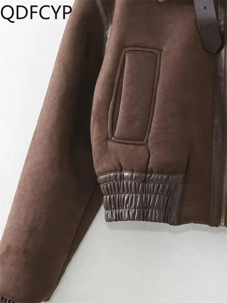 Autumn Winter New Women Coats 2024 Casual Fleece Thick Lapel Jacket Zipper Pocket Streetwear Trend Loose Vintage Motorcycle Coat